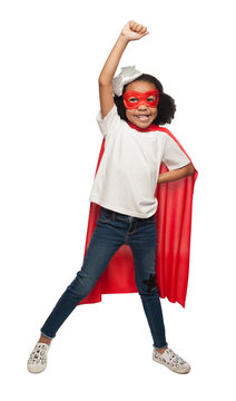 Adorable African American Young Girl Wearing a Super Hero Costume