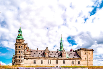 External view of the castle of Kronborg, in the town of Helsingor, Denmark, built in 15th century....