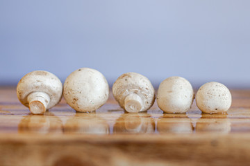 mushrooms on a wooden board