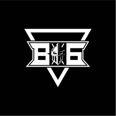 The initials inspiration B G modern knight logo with a triangle