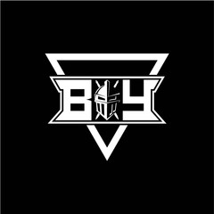 The initials inspiration B Y modern knight logo with a triangle
