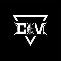The initials inspiration C V modern knight logo with a triangle
