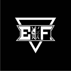 The initials inspiration E F modern knight logo with a triangle