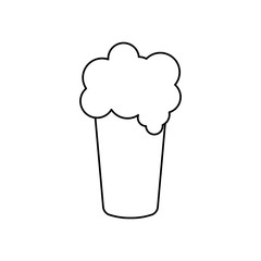glass of beer with foam, line style