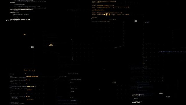Concept of twenty first century, age of information technologies. Animation. Big data and internet cyber attack, abstract programming code.