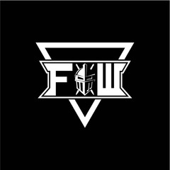The initials inspiration F W modern knight logo with a triangle