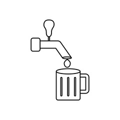 tap and beer mug icon, line style