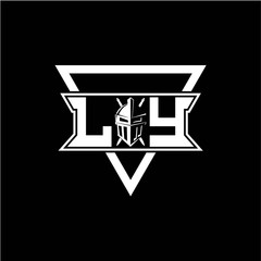 The initials inspiration L Y modern knight logo with a triangle