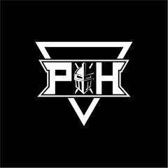 The initials inspiration P H modern knight logo with a triangle