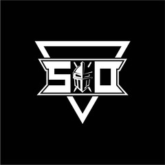 The initials inspiration S O modern knight logo with a triangle