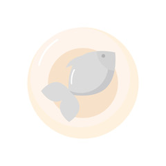 plate with fish icon, flat style