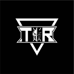 The initials inspiration T R modern knight logo with a triangle