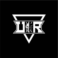 The initials inspiration U R modern knight logo with a triangle