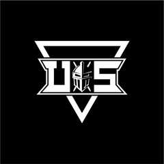The initials inspiration U S modern knight logo with a triangle