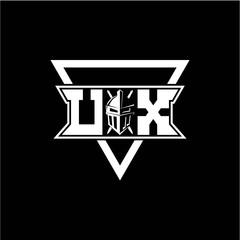 The initials inspiration U X modern knight logo with a triangle
