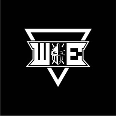 The initials inspiration W E modern knight logo with a triangle