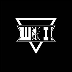 The initials inspiration W I modern knight logo with a triangle