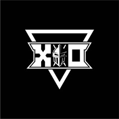 The initials inspiration X O modern knight logo with a triangle