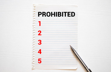 Word writing text Prohibited. Business concept