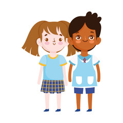 back to school, student boy and girl uniform cartoon education