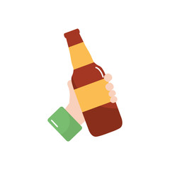 hand holding a beer bottle icon, flat style