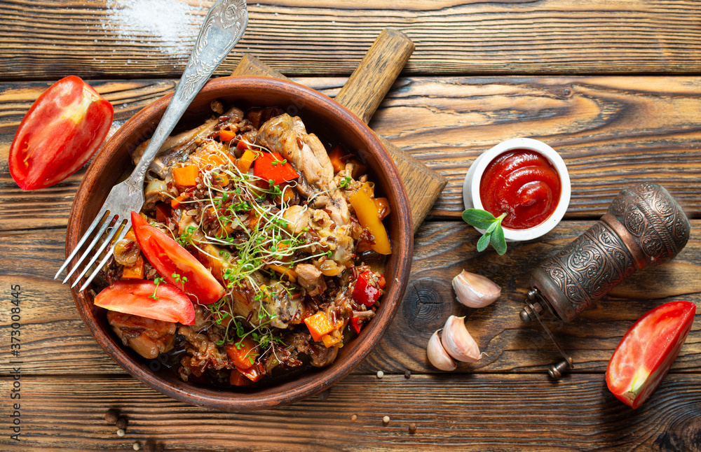 Canvas Prints fried meat with rice