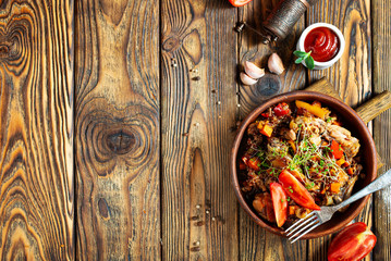 fried meat with rice