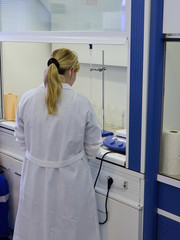 Researcher performing chemical test in the laboratory