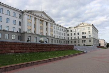 soviet university building with brick stairs