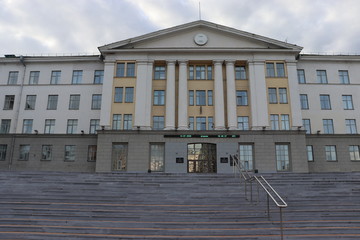 soviet university building with brick stairs
