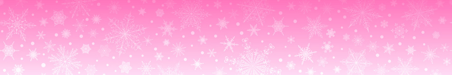Naklejka na ściany i meble Christmas banner of various snowflakes, in pink colors
