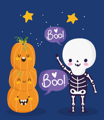 happy halloween, skeleton costume pumkpins trick or treat party celebration