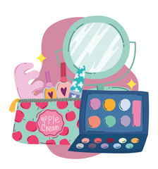 makeup cosmetics product fashion beauty manicure and pedicure bag mirror eyeshadow palette