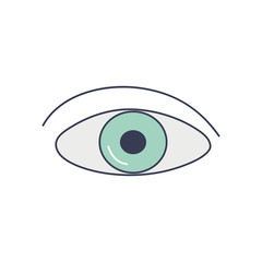 human body concept, eye icon, line fill style