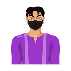 Isolated young man wearing a face mask - Vector