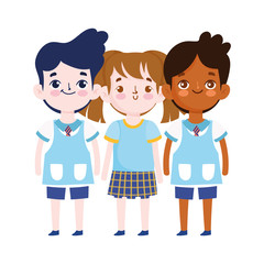Obraz premium back to school, students girl and boys cartoon characters elementary education cartoon