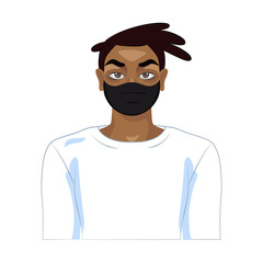 Isolated young man wearing a face mask - Vector