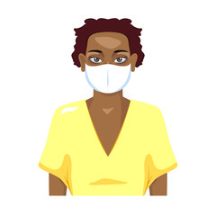 Isolated young woman wearing a face mask - Vector