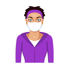 Isolated young woman wearing a face mask - Vector