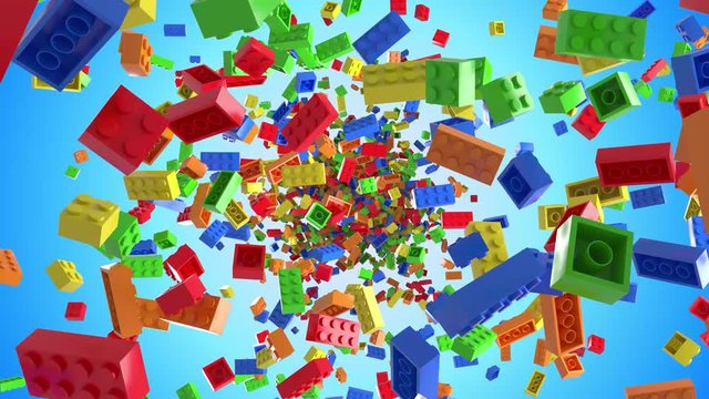 4k, ultra hd, hd, interlocking, bricks, blocks, toys, building, construct, construction, rectangle, rectangles, cube, cubes, colors, colorful, background, imagination, plastic, zoom, flying, 3d