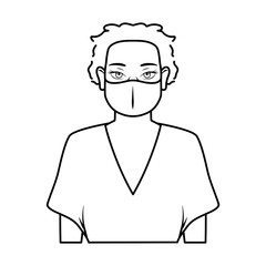 Isolated young woman wearing a face mask - Vector