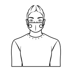 Isolated young man wearing a face mask - Vector