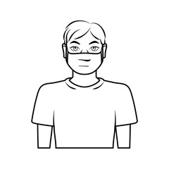 Isolated young man wearing a face mask - Vector