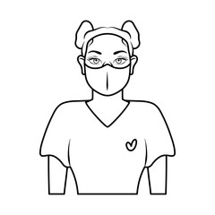 Isolated young woman wearing a face mask - Vector