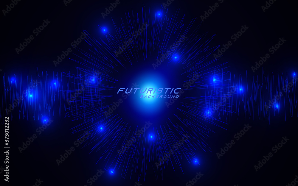Aufkleber abstract glowing blue futuristic background with technology digital concept. light particle connecti