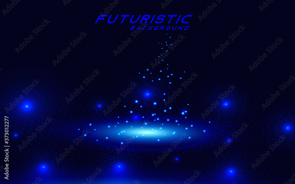 Poster abstract glowing blue futuristic background with technology digital concept. light particle connecti