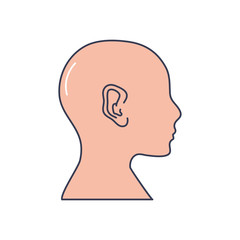 human body concept, profile head icon, line fill style