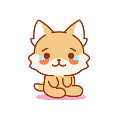 Isolated sad kitten. Cute emoji of a cat - Vector