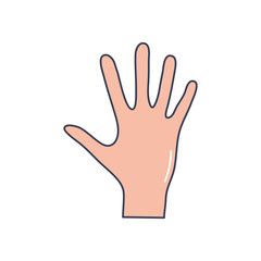 human body concept, hand icon, line fill style