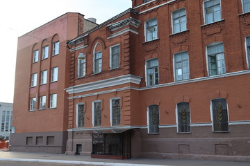 vintage brick british buildings in suburb